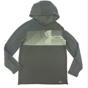 Under Armour Fitted Hoodie Top Mens Size Large Army Green Logo Gradient Athletic